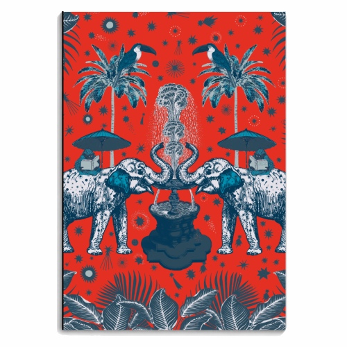 March Of The Elephants, Red & Grey - personalised A4, A5, A6 notebook by Wallace Elizabeth