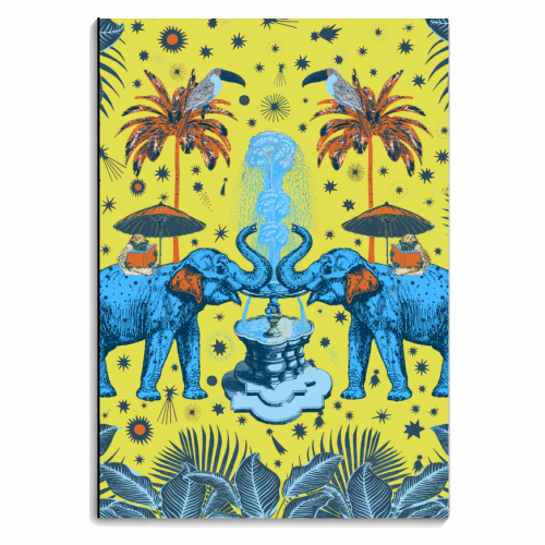 March Of The Elephants - Yellow & Blue - personalised A4, A5, A6 notebook by Wallace Elizabeth