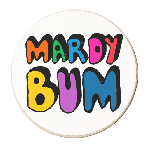 Mardy Bum hand typography lettering - personalised beer coaster by PixieDrew