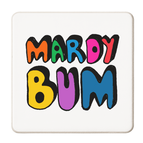 Mardy Bum hand typography lettering - personalised beer coaster by PixieDrew