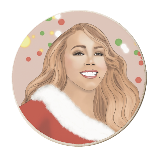 Mariah Festive Print - personalised beer coaster by Drawings by Firefly