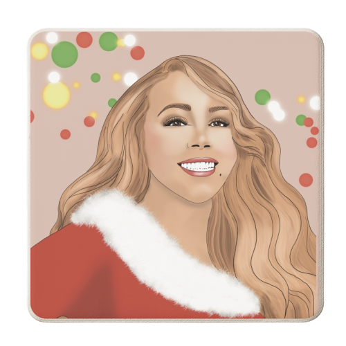Mariah Festive Print - personalised beer coaster by Drawings by Firefly