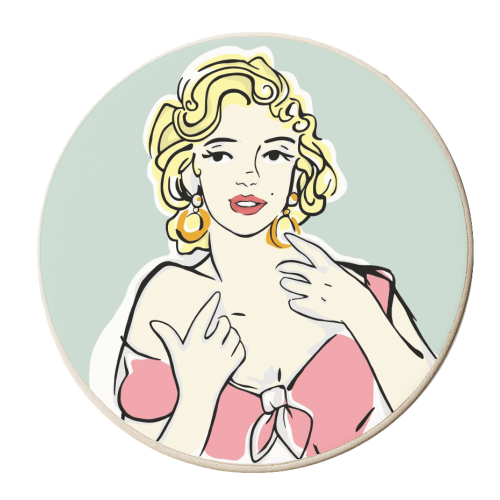 Marilyn - personalised beer coaster by Bec Broomhall