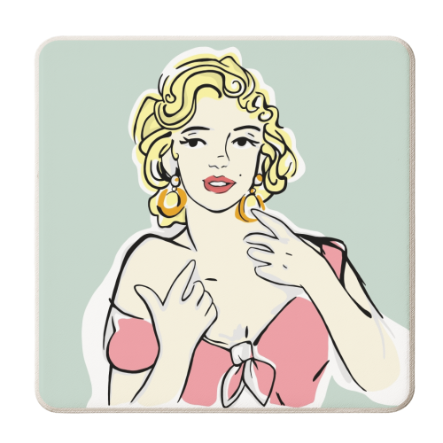 Marilyn - personalised beer coaster by Bec Broomhall