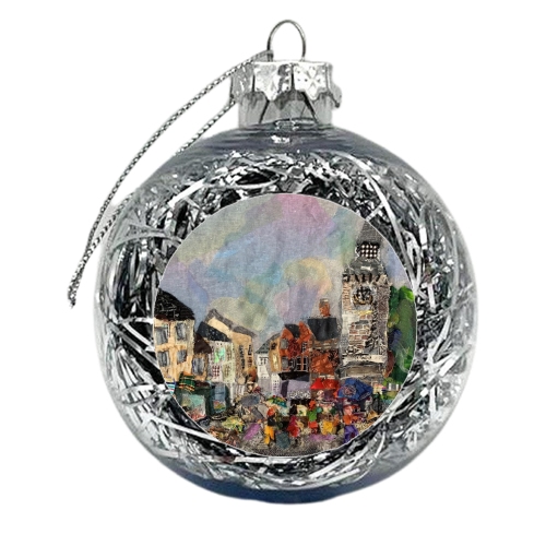 Market Day Hay on Wye - xmas bauble by Barbara Shaw