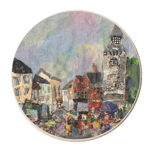 Market Day Hay on Wye - personalised beer coaster by Barbara Shaw