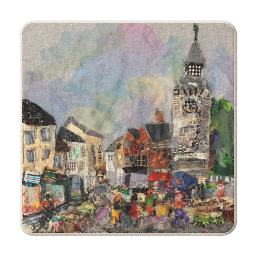 Market Day Hay on Wye - personalised beer coaster by Barbara Shaw