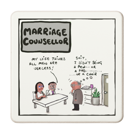 Marriage Counsellor - personalised beer coaster by David Black