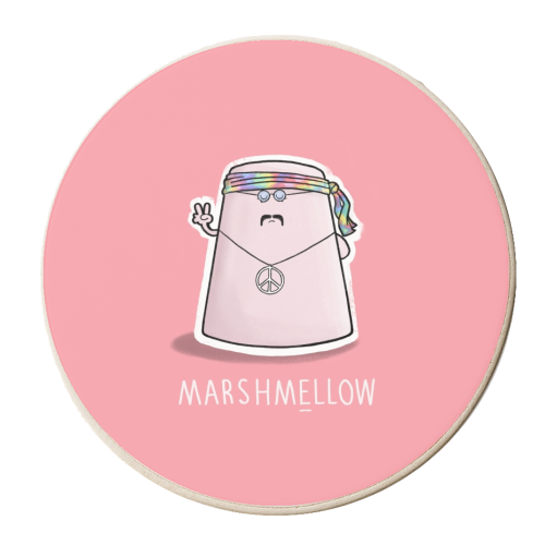 Marshmellow - personalised beer coaster by Carl Batterbee