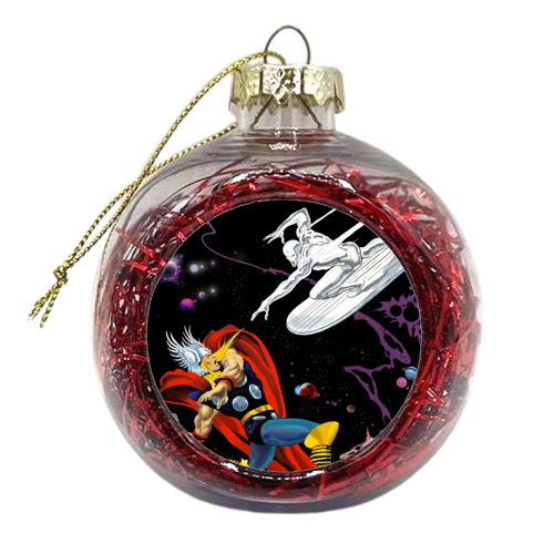 Marvel Superheroes: Thor vs The Silver Surfer - xmas bauble by Dan Avenell
