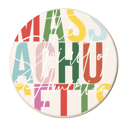 Massachusetts "The Spirit of America" Color State - personalised beer coaster by Toni Scott