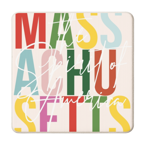 Massachusetts "The Spirit of America" Color State - personalised beer coaster by Toni Scott