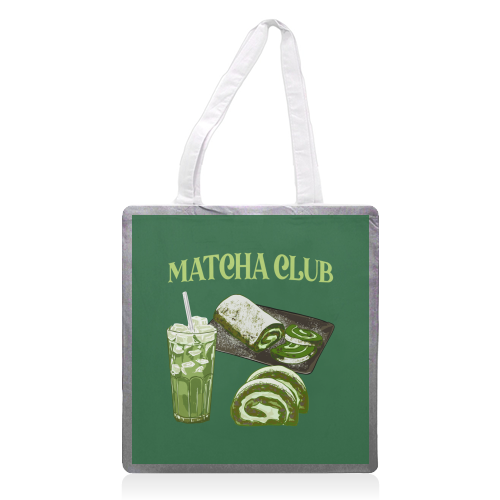 Matcha Club - printed canvas tote bag by EZbie