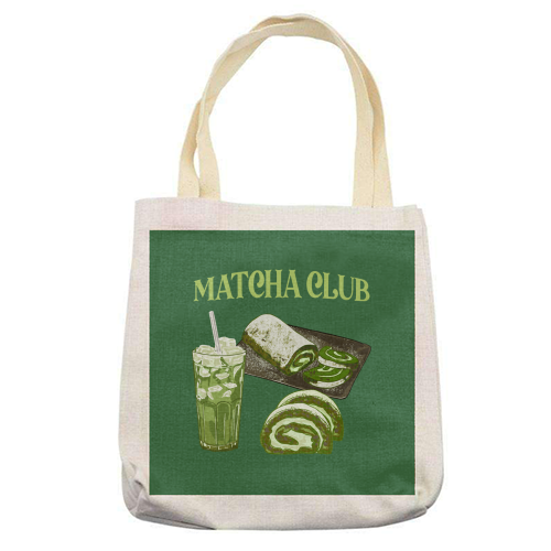 Matcha Club - printed canvas tote bag by EZbie