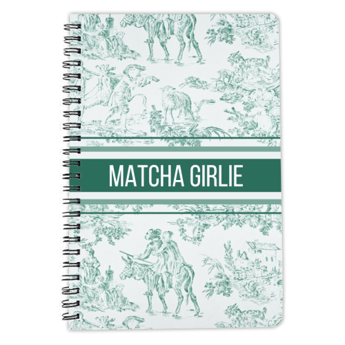Matcha Girlie Toile - personalised A4, A5, A6 notebook by Lilly Rose