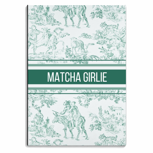 Matcha Girlie Toile - personalised A4, A5, A6 notebook by Lilly Rose