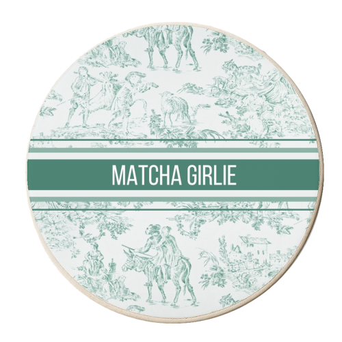 Matcha Girlie Toile - personalised beer coaster by Lilly Rose
