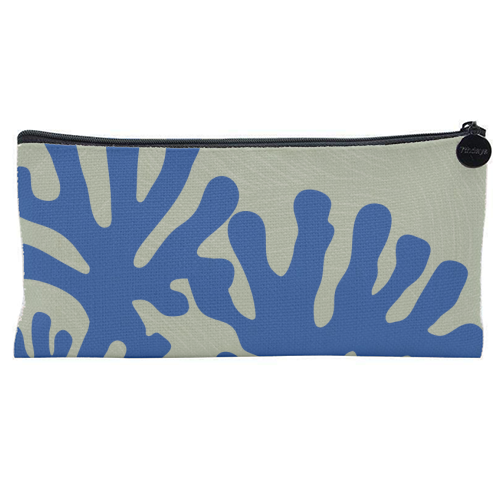 Matisse Inspired Boho Coral Reef Cobalt Blue Sage Green - flat pencil case by Art Heart Home and Fashion