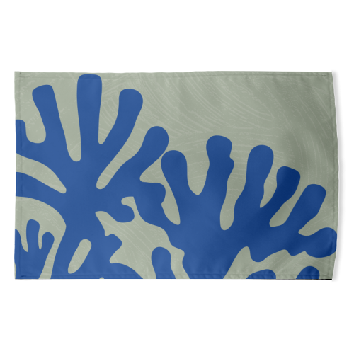 Matisse Inspired Boho Coral Reef Cobalt Blue Sage Green - funny tea towel by Art Heart Home and Fashion