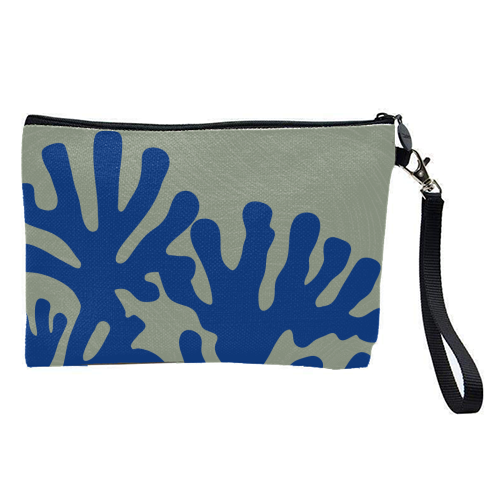 Matisse Inspired Boho Coral Reef Cobalt Blue Sage Green - pretty makeup bag by Art Heart Home and Fashion