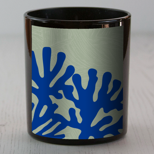 Matisse Inspired Boho Coral Reef Cobalt Blue Sage Green - scented candle by Art Heart Home and Fashion