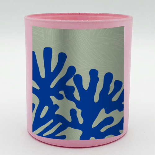 Matisse Inspired Boho Coral Reef Cobalt Blue Sage Green - scented candle by Art Heart Home and Fashion