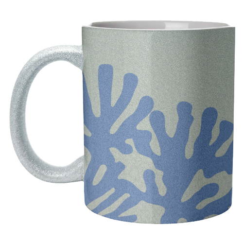 Matisse Inspired Boho Coral Reef Cobalt Blue Sage Green - unique mug by Art Heart Home and Fashion