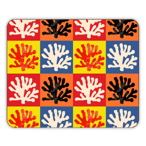 Matisse Inspired Pop Art Coral Reef Red Orange Yellow Blue Black Beige - designer placemat by Art Heart Home and Fashion
