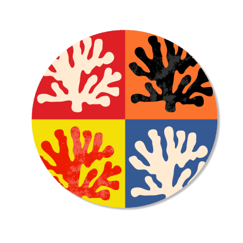 Matisse Inspired Pop Art Coral Reef Red Orange Yellow Blue Black Beige - Magnet by Art Heart Home and Fashion