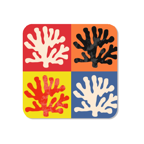 Matisse Inspired Pop Art Coral Reef Red Orange Yellow Blue Black Beige - Magnet by Art Heart Home and Fashion