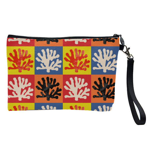 Matisse Inspired Pop Art Coral Reef Red Orange Yellow Blue Black Beige - pretty makeup bag by Art Heart Home and Fashion