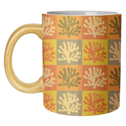 Matisse Inspired Pop Art Coral Reef Red Orange Yellow Blue Black Beige - unique mug by Art Heart Home and Fashion