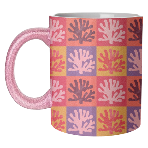 Matisse Inspired Pop Art Coral Reef Red Orange Yellow Blue Black Beige - unique mug by Art Heart Home and Fashion