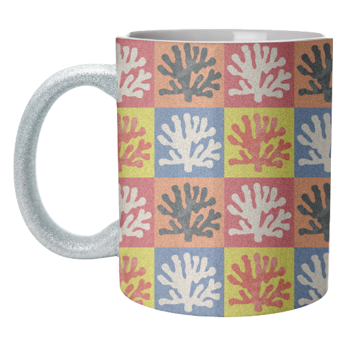 Matisse Inspired Pop Art Coral Reef Red Orange Yellow Blue Black Beige - unique mug by Art Heart Home and Fashion