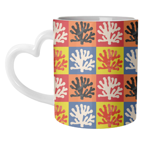 Matisse Inspired Pop Art Coral Reef Red Orange Yellow Blue Black Beige - unique mug by Art Heart Home and Fashion