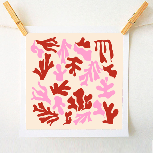 Matisse Pink & Red Abstract Pattern - A1 - A4 art print by AbstraHaus by EZbie