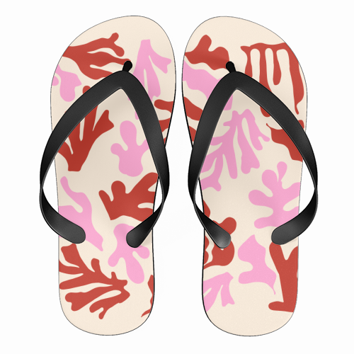 Matisse Pink & Red Abstract Pattern - funny flip flops by AbstraHaus by EZbie
