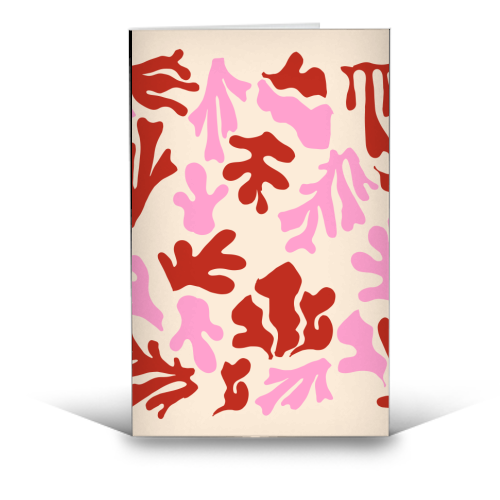 Matisse Pink & Red Abstract Pattern - funny greeting card by AbstraHaus by EZbie