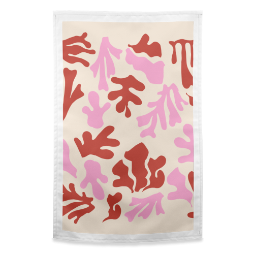 Matisse Pink & Red Abstract Pattern - funny tea towel by AbstraHaus by EZbie