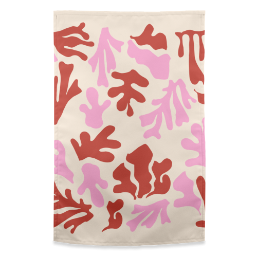 Matisse Pink & Red Abstract Pattern - funny tea towel by AbstraHaus by EZbie