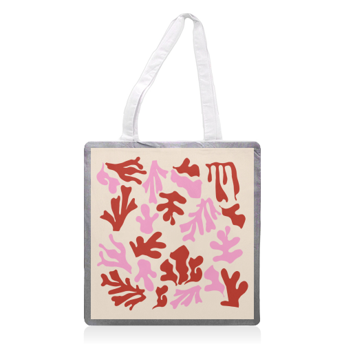 Matisse Pink & Red Abstract Pattern - printed canvas tote bag by AbstraHaus by EZbie