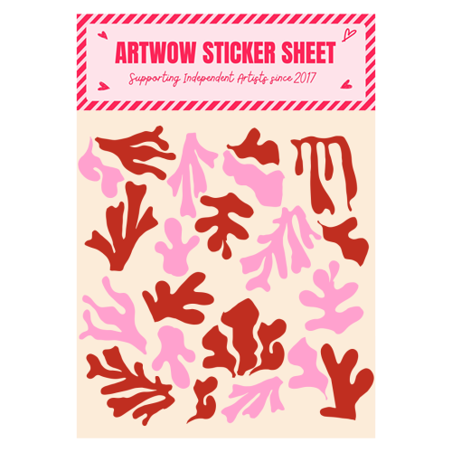 Matisse Pink & Red Abstract Pattern - Sticker Sheet by AbstraHaus by EZbie