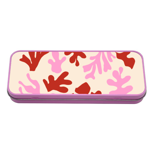 Matisse Pink & Red Abstract Pattern - tin pencil case by AbstraHaus by EZbie