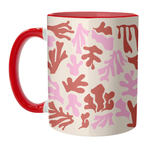 Matisse Pink & Red Abstract Pattern - unique mug by AbstraHaus by EZbie