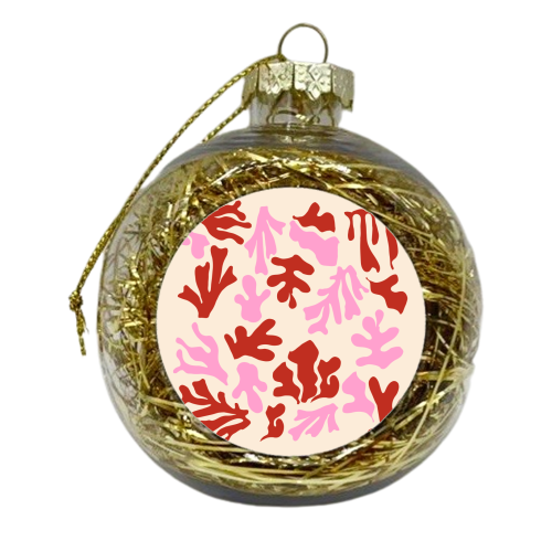 Matisse Pink & Red Abstract Pattern - xmas bauble by AbstraHaus by EZbie