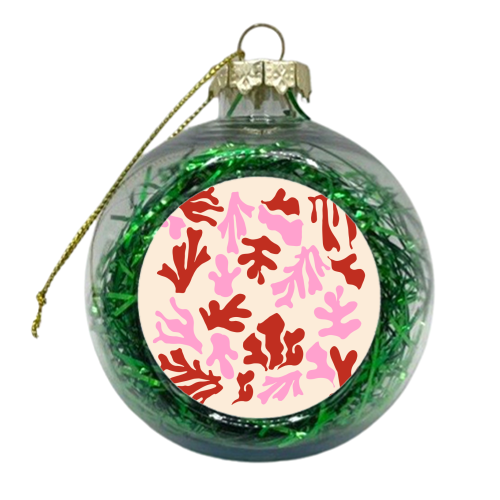 Matisse Pink & Red Abstract Pattern - xmas bauble by AbstraHaus by EZbie