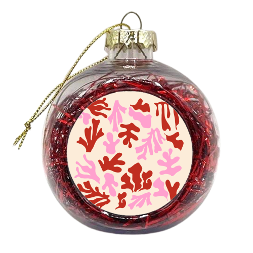 Matisse Pink & Red Abstract Pattern - xmas bauble by AbstraHaus by EZbie