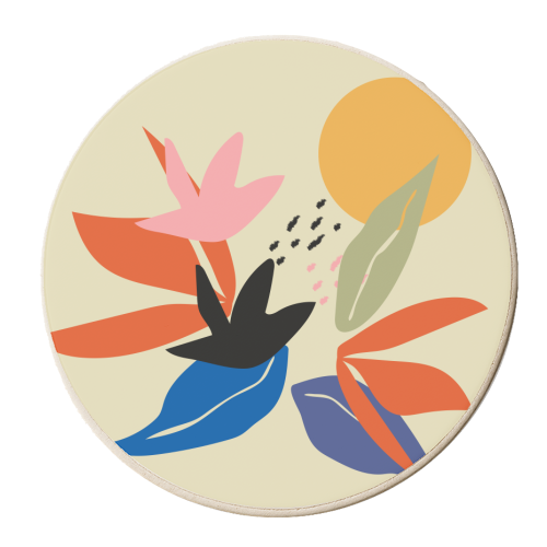 Matisse Vintage Botanical Sunset - personalised beer coaster by EZbie