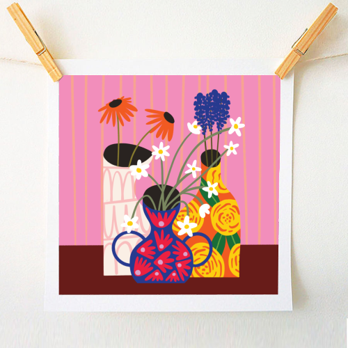 Maximalism Bold Floral Illustration Design - A1 - A4 art print by AbiGoLucky
