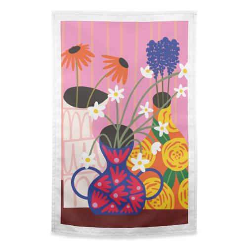 Maximalism Bold Floral Illustration Design - funny tea towel by AbiGoLucky